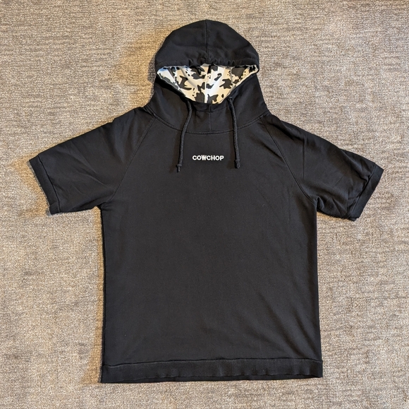 Rare Rooster Teeth CowChop Black Short Sleeve Hoodie Large - Picture 1 of 9